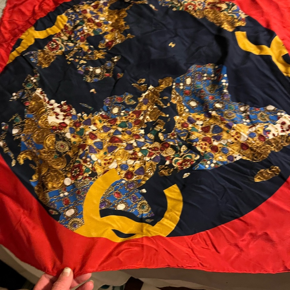 Chanel World Globe Red Scarf